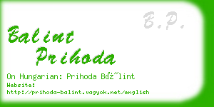 balint prihoda business card